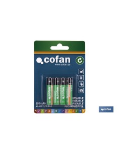 Pack of 4 rechargeable AAA Ni-MH batteries 900mAh in blister