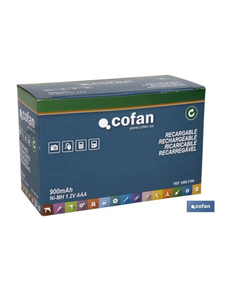 Pack mit 4 wiederaufladbaren AAA Ni-MH Batterien 900mAh im Blister