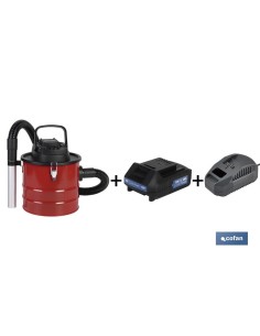 Pack d'aspirateur à cendres 10L avec batterie 1,5Ah et chargeur