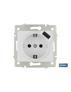 2P+T Socket with Shutter and USB Pacific Model 16A 250V