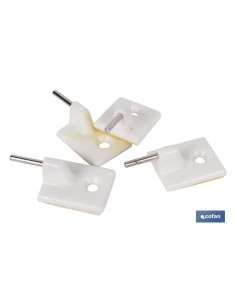 Pack of 12 white curtain brackets, 4 units per blister