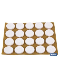 Pack of 10 brown round felt pads 22x3mm in blister