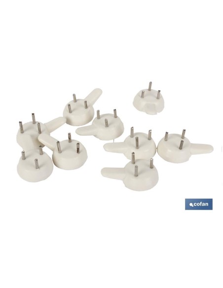 Pack of 12 small plastic drive-in hooks