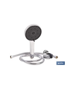 Kit de douche ronde chromée avec 3 fonctions 125 x 280 mm
