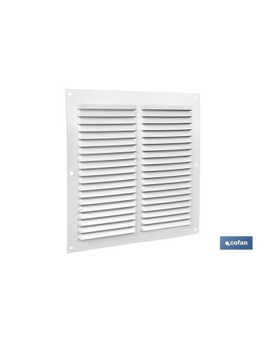 Pack mit 5 Aluminium weißen Belüftungsgittern mit Mückennetz 20 x 20 cm