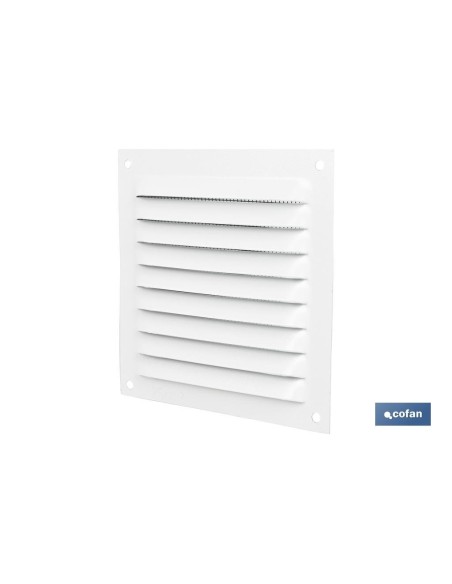 Pack mit 5 Aluminium weißen Belüftungsgittern mit Mückennetz 30 x 30 cm