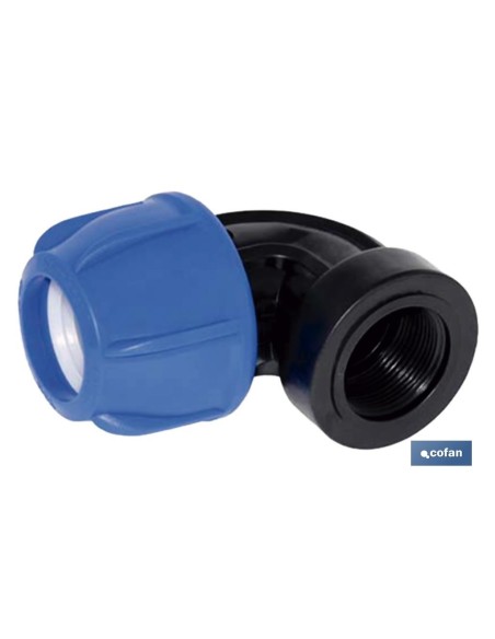 Pack mit 10 Einheiten 90° Bogen mit Innengewinde PP PN16 32 x 1