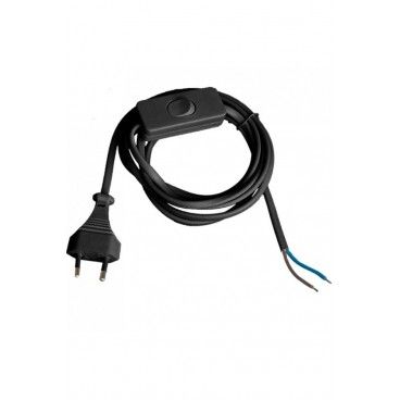 Conexion cable plano con interruptor de paso negro 1.5 metros