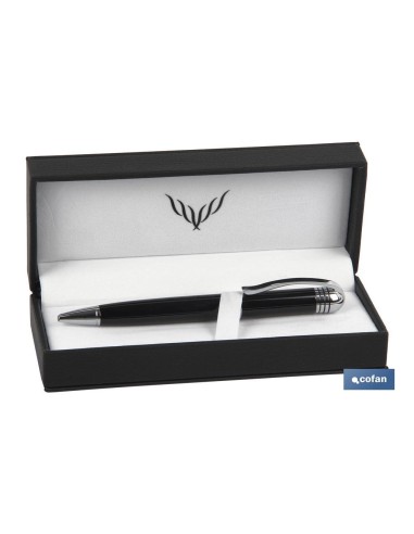 Stylo Trafalgar en acier inoxydable avec étui en cuir