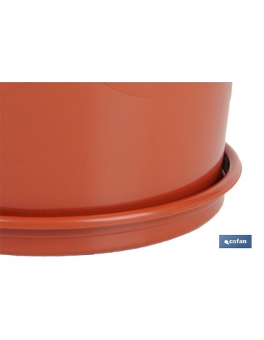Pack de 12 pots Dalia couleur marron 17x14 cm avec soucoupe 14.5 cm