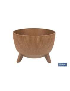 Pack of 5 pots with legs and drainage filter brown WPC Ø 330 x 234 mm
