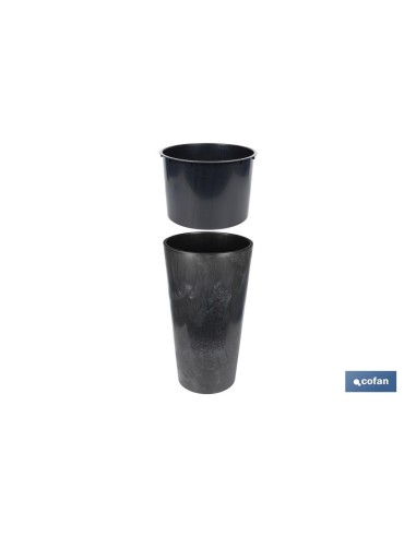 Pacote com 5 vasos cônicos 2 em 1 com reservatório cor preta PP Ø 255 x 466 mm
