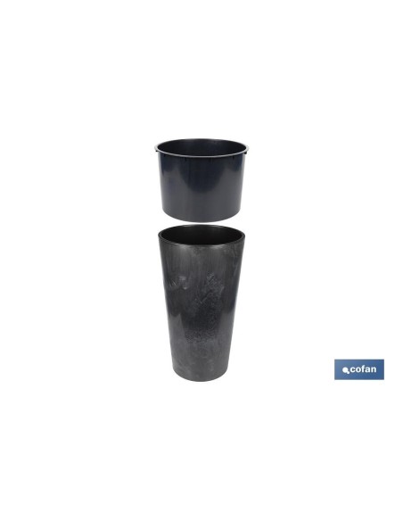 Pacote com 5 vasos cônicos 2 em 1 com reservatório cor preta PP Ø 255 x 466 mm
