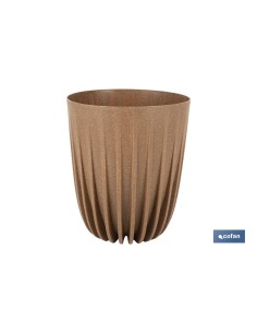Pack of 5 striped brown WPC drainage filter pots Ø 190 x 226 mm 2.4 L