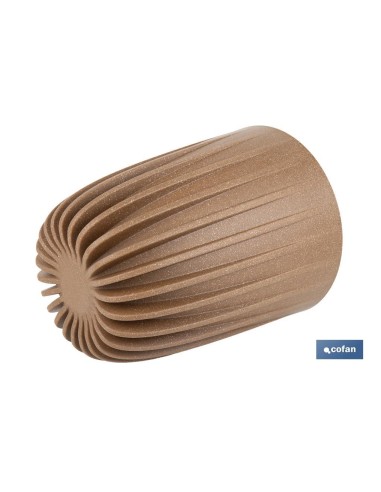 Pack of 4 striped brown WPC pots with drainage filter Ø 300 x 356 mm 11.6 L