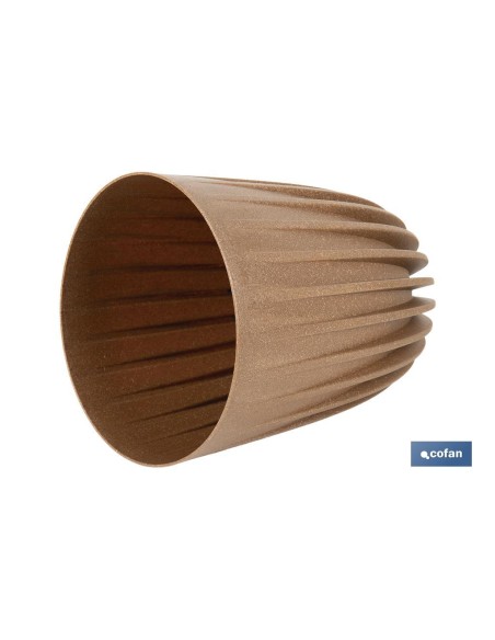 Pack of 4 striped brown WPC pots with drainage filter Ø 390 x 463 mm
