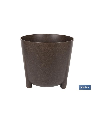 Pack of 4 pots with legs and drainage filter brown WPC Ø 341 x 320 mm