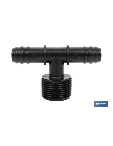Pack 100 unidades Conexión en T Macho Ø16mm 3/4 para riego