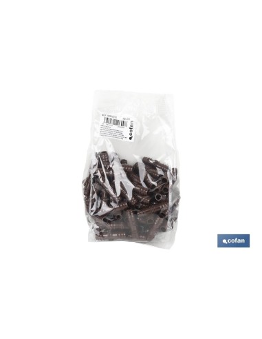 Pack 100 unidades conector recto Ø16mm marrón para riego