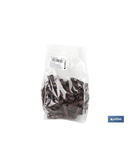 Pack 100 unidades conector recto Ø16mm marrón para riego