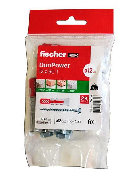 Fischer blister 6 units DuoPower plug 12x60mm + screw