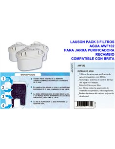 Pack mit 3 Lauson AWF102 Wasserfiltern - Kompatibles Brita-Ersatzteil