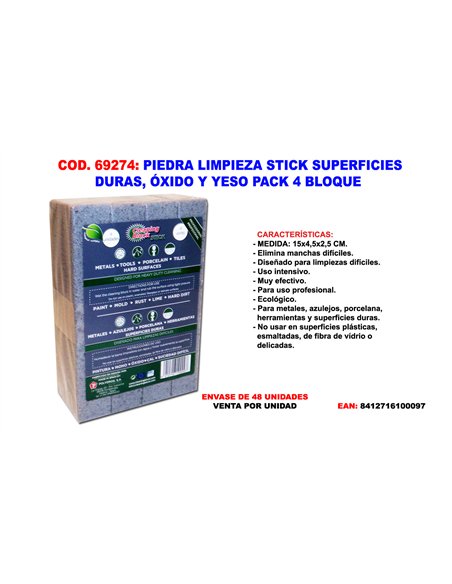 Cleaning stone stick for hard surfaces - Pack of 4