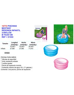 Piscina redonda infantil 3 anéis 70x30 cm