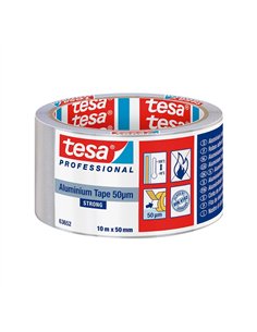 Cinta adhesiva de aluminio fuerte 50 micras 10m x 50mm