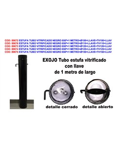 Estufa Tubo Vitrificado Preto 1 Metro com Chave