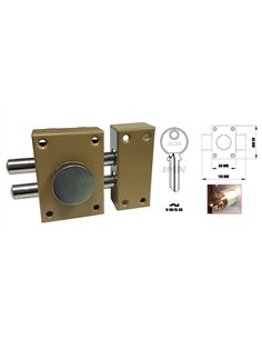 Surface-mounted lock 2 bolts steel with round cylinder and painted knob