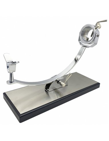 Supporto per prosciutto girevole in acciaio inox con base in legno DM
