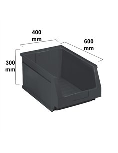 stackable industrial bin gray 600x400x300 mm