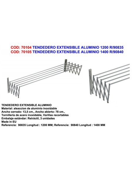 Erweiterbarer Aluminium-Wäscheständer 1400 R