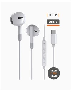 Fones de Ouvido USB-C Ergonômicos com Microfone Branco