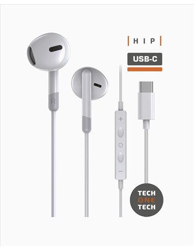 Auriculares USB-C Ergonomicos con Micrófono Blanco