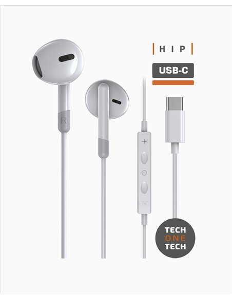 USB-C Ergonomic Headphones with Microphone in White