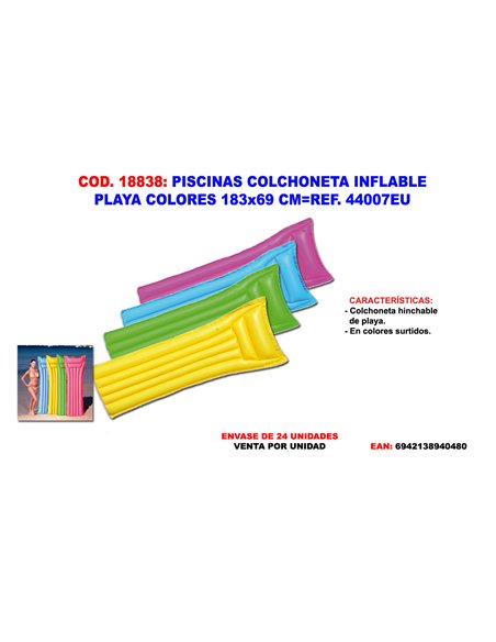 matelas gonflable pour piscine couleurs 183x69 cm