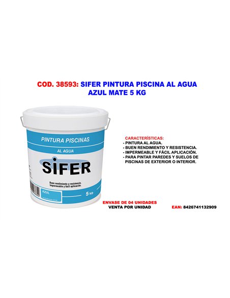 Water-based blue matte pool paint 5 kg