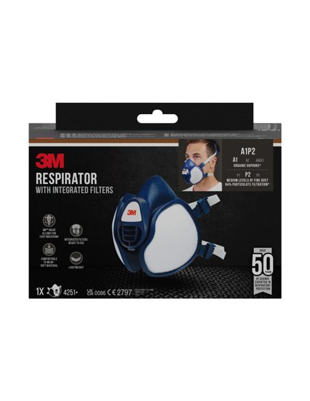 3M Atemschutzmaske mit integrierten Filtern FFA1P2R D