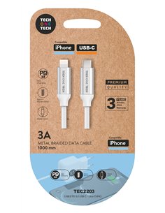 Cabo PD Power Delivery iPhone Ultra Rápido Nylon 1m Branco USB-C Apple