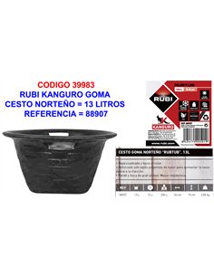 Rubi Kanguro Rubber Basket 13L, 19cm Height, 34cm Opening
