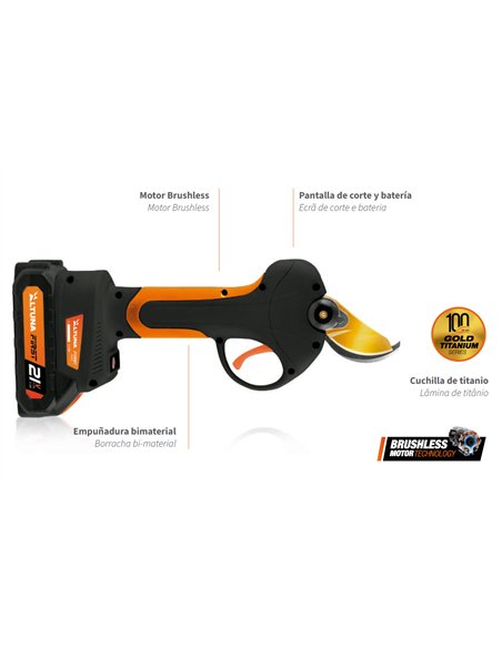 Sécateur Électrique 21V avec Batterie Lithium et Mallette