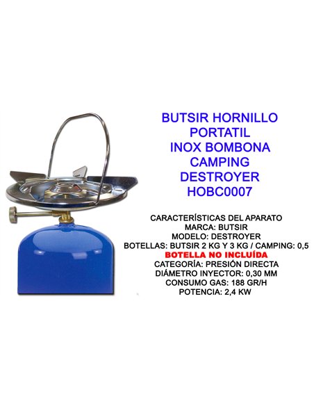 Hornillo de Camping Butsir Mod-Destroyer con Bombona