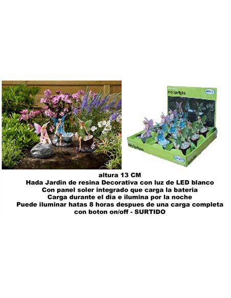 Hada decorativa de resina para jardín surtido 13 cm