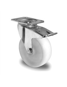 80 mm Industrial Wheel PVC White with Plate and Brake