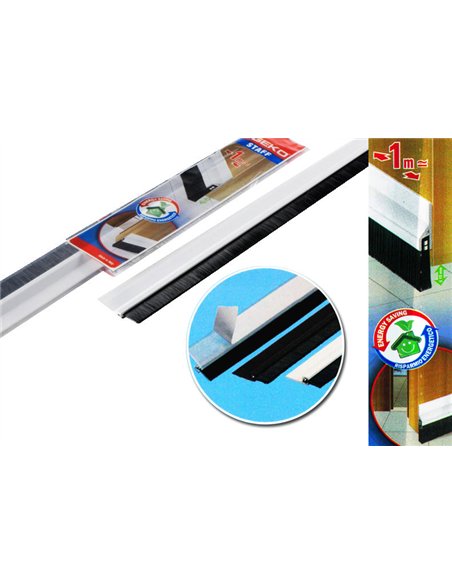 Geko sottoporta adesivo PVC profilo spazzola 1m 38mm bianco