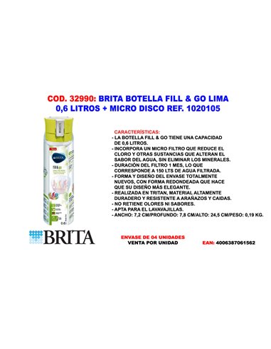 Garrafa Brita Finstock Fill & Go Lima 0,6 L Verde