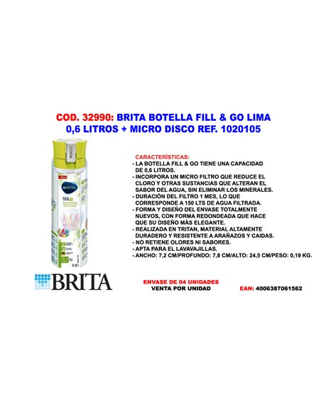 Bottiglia Brita Finstock Fill & Go Lima 0,6 L Verde
