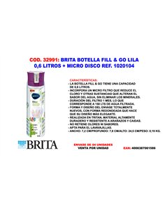 Botella Brita Finstock Fill & Go Lila 0,6 L